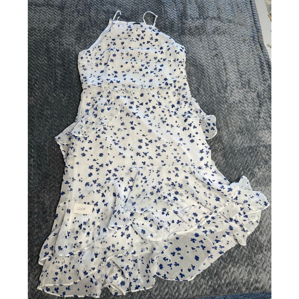 Banana Republic Floral Tiered Gauze Ruffle Dress Size 6 MSR $89.99 Blue Flowers